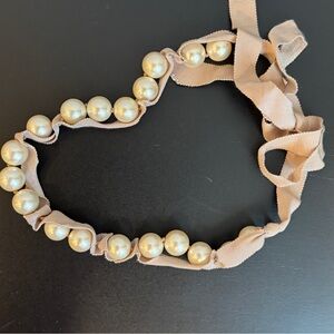 J Crew ribbon and pearl necklace